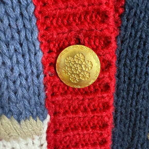 Christopher & Banks Vtg Y2k Ice Skating Cardigan Large Hand Embroidered Cotton - Picture 7 of 12